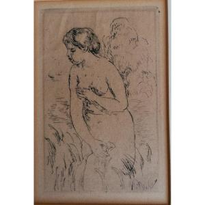 Pierre Auguste Renoir - Gravure A l'Eau Forte - Baigneuse Debout a mi Jambes - Theodore Duret -