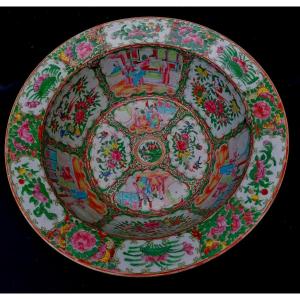 Canton Porcelain Basin - Palace Scenes - China XIX Eme - 41 Cm In Diameter -