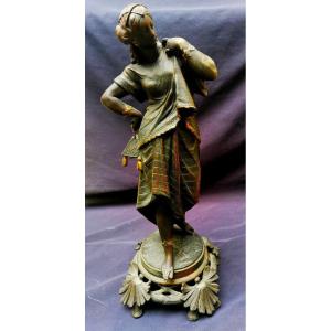 Sculpture - Jeune Femme - Orientale - Régule - XIXème - Rehaut A l'Or -