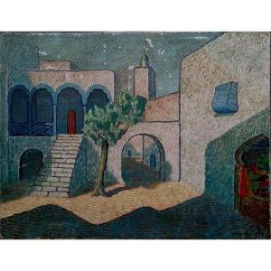 Edgard Roland-michel - Oil On Canvas - Orientalist Landscape - Pointillism - 1954 -