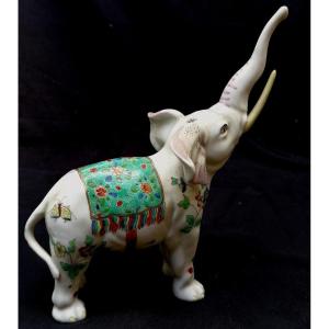 Elephant - Samson-chantilly Porcelain - Kakiemon Decor - Late 19th Century -
