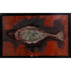 PIERRE VITALI - ACRYLIQUE - POISSON - ART MODERNE - CIRCA 1959 - 