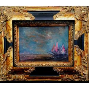 Henri Saint Clair - Marine - Sailing Boats At Sea - Oil On Panel - 20th Century - 2/2 -