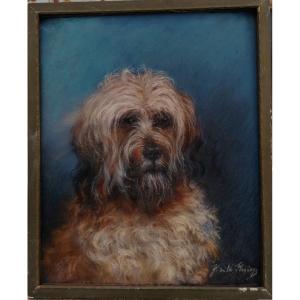 PASTEL - PORTRAIT DE CHIEN - Y. DE LA FLEURIAYS - XXEME - SALON DE L'ECOLE FRANCAISE -