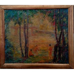 MAX KESSLER 1897-1981 - HUILE SUR TOILE POST IMPRESSIONNISTE - ECOLE SUISSE - CIRCA 1930 -