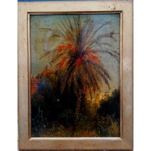 HUILE SUR TOILE - ECOLE ORIENTALISTE ?  ETIQUETTE ALPHONSE GIROUX - XIXEME -