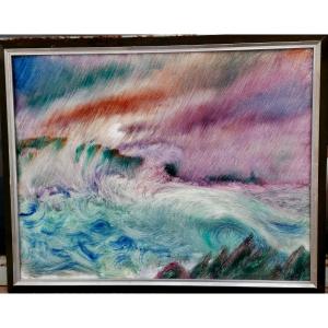 ACRYLIQUE SUR PAPIER - PAYSAGE ABSTRAIT - SIGNATURE "JANIK " ? - 