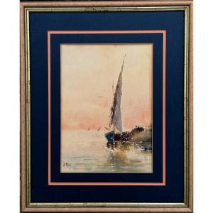 ALPHONSE REY - AQUARELLE - MARINE - MER MEDITERRANEE - 2/2
