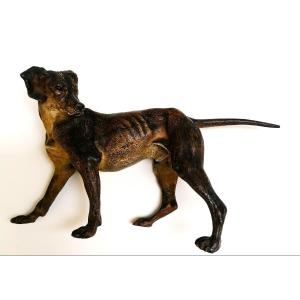 BRONZE DE VIENNE - CHIEN DE CHASSE - ATELIER FRANZ BERGMANN ? - CIRCA 1900 - SCULPTURE -