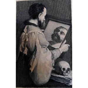 HENRI SIMON THOMASSIN - PORTRAIT DE CARAVAGE - GRAVURE SUR PAPIER VERGE - 