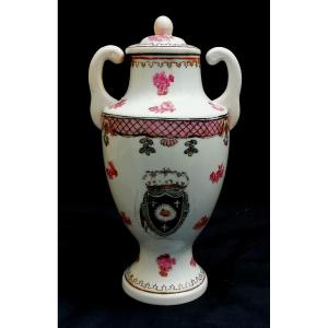 POT COUVERT - URNE - PORCELAINE DE SAMSON - ARMOIRIE - DLG CIE DES INDES - FRANCE - 