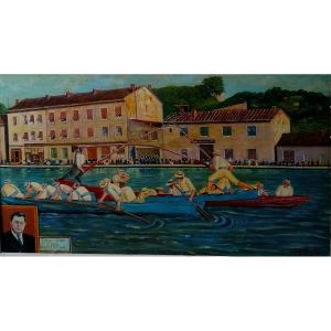 JOUTES NAUTIQUES - RIVE DE GIER - FANGET 1946 -JOUTE A LA GIVORDINE - SAINT ETIENNE -