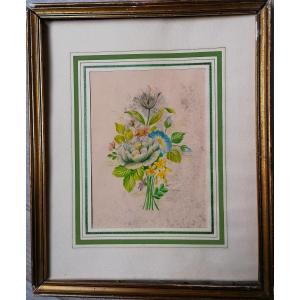 VITTORIO GUIDOTTI - AQUARELLE - BOUQUET DE FLEURS - XXEME - 1/3