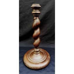 Turned And Twisted Wooden Candle Holder - Dlg By Charles Dudouyt - 20th Century -