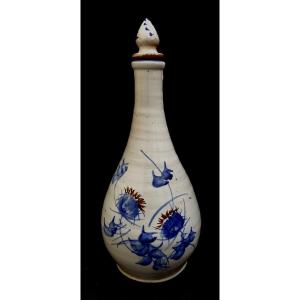 GUY ROLAND MARCY - CERAMIQUE - BOUTEILLE DECOR AUX CHARDONS - XXEME SIECLE -
