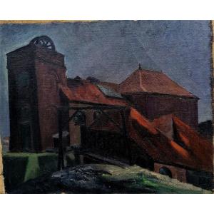 Henry Diener - Paysage Minier Et Industriel - Huile Sur Toile - XX Eme Siecle -