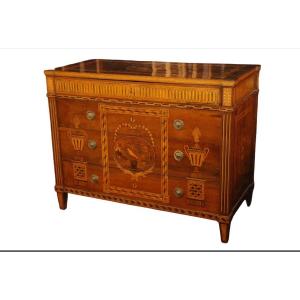 Commode de salon de Musique , entierement marqueté d'époque Louis XVI