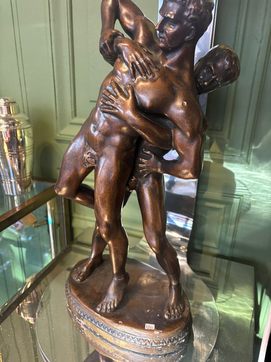 Statut lutteur en platre -photo-3