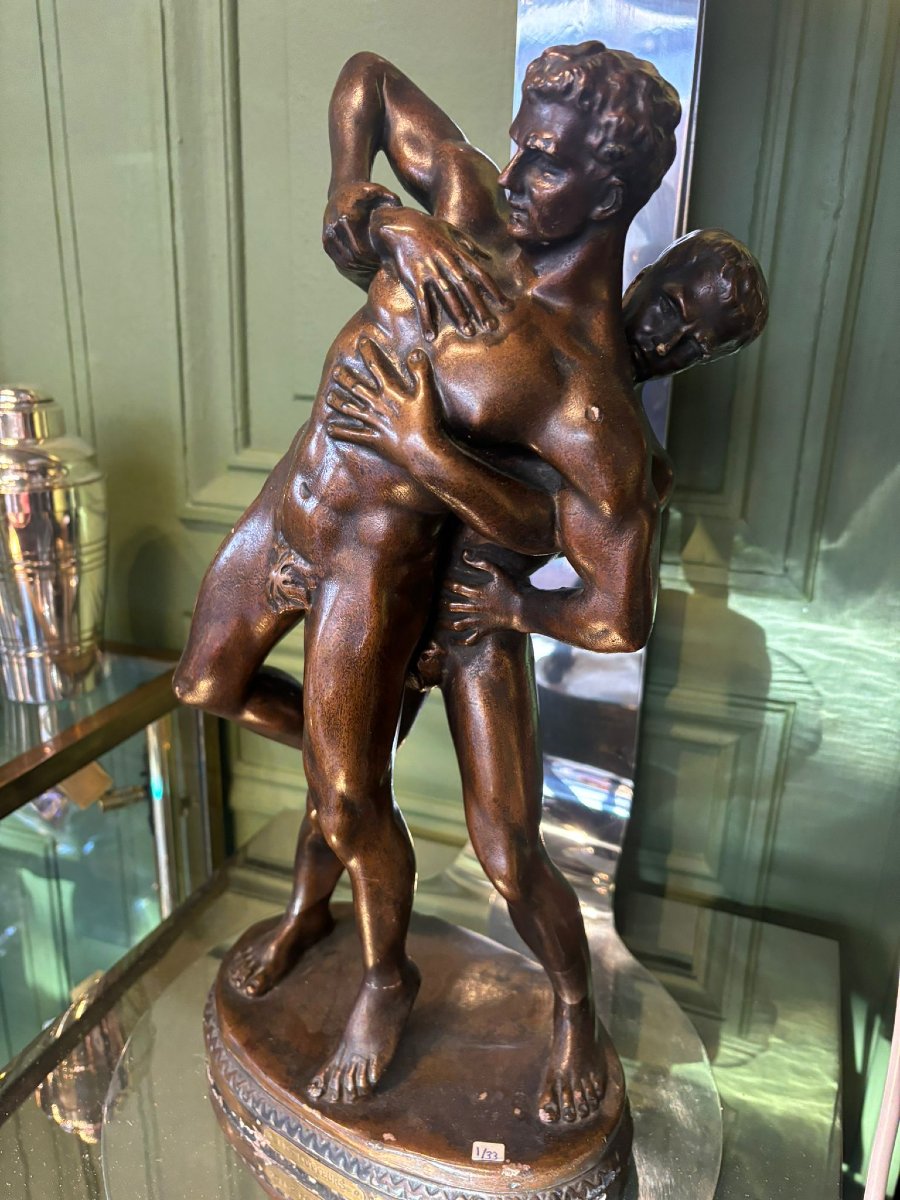 Statut lutteur en platre -photo-3