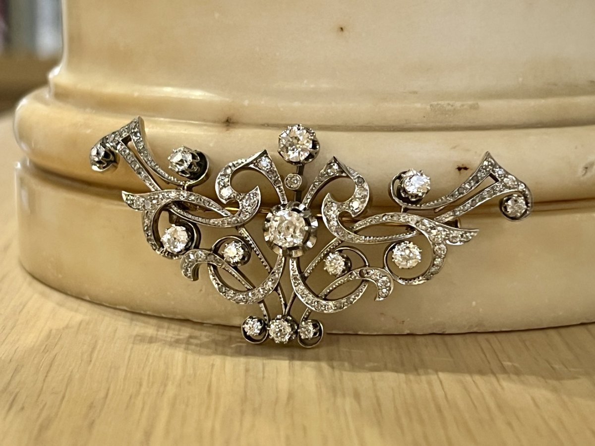 Art Nouveau Brooch/pendant In Gold, Platinum, Old-cut And Rose-cut Diamonds, Circa 1900-photo-2