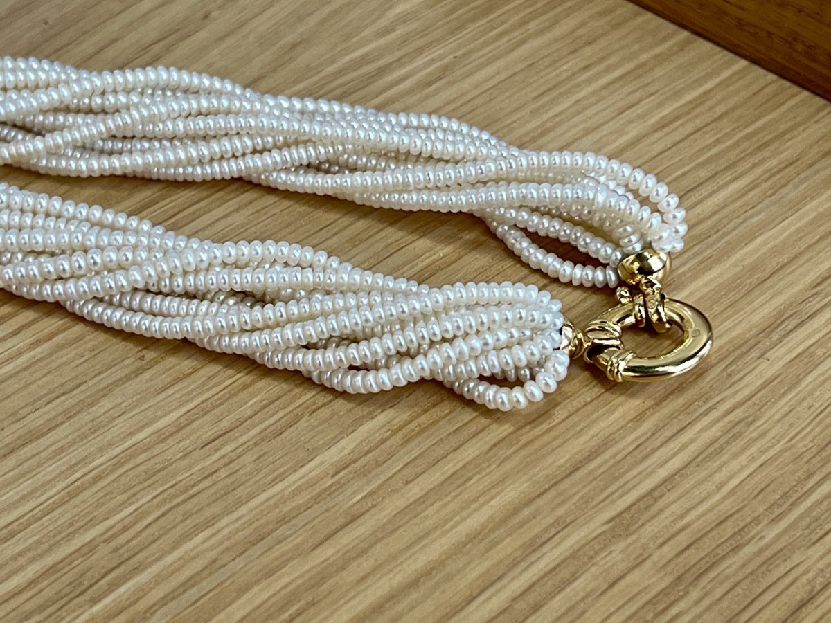 Twisted Pearl Necklace With Yellow Gold Clasp-photo-2