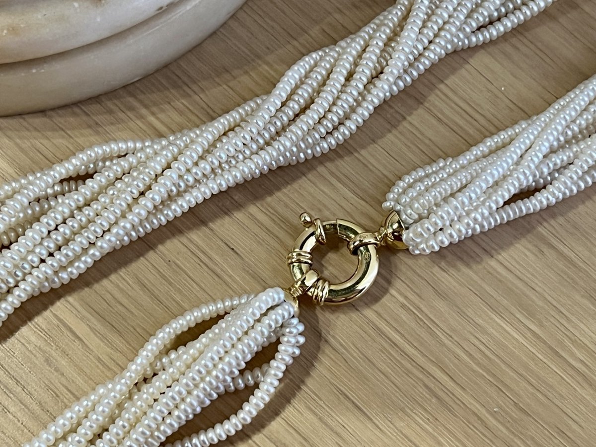 Twisted Pearl Necklace With Yellow Gold Clasp-photo-3