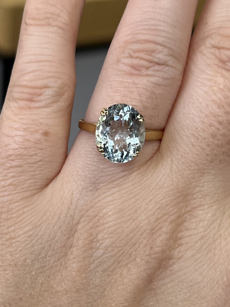 Yellow Gold Ring With A 4.80 Carat Oval-cut Aquamarine-photo-4