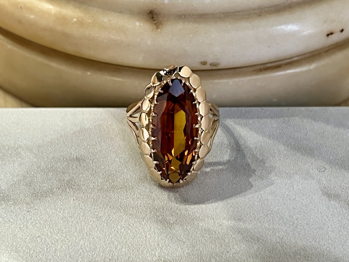 Bague en or rose et citrine de 6 carats-photo-2
