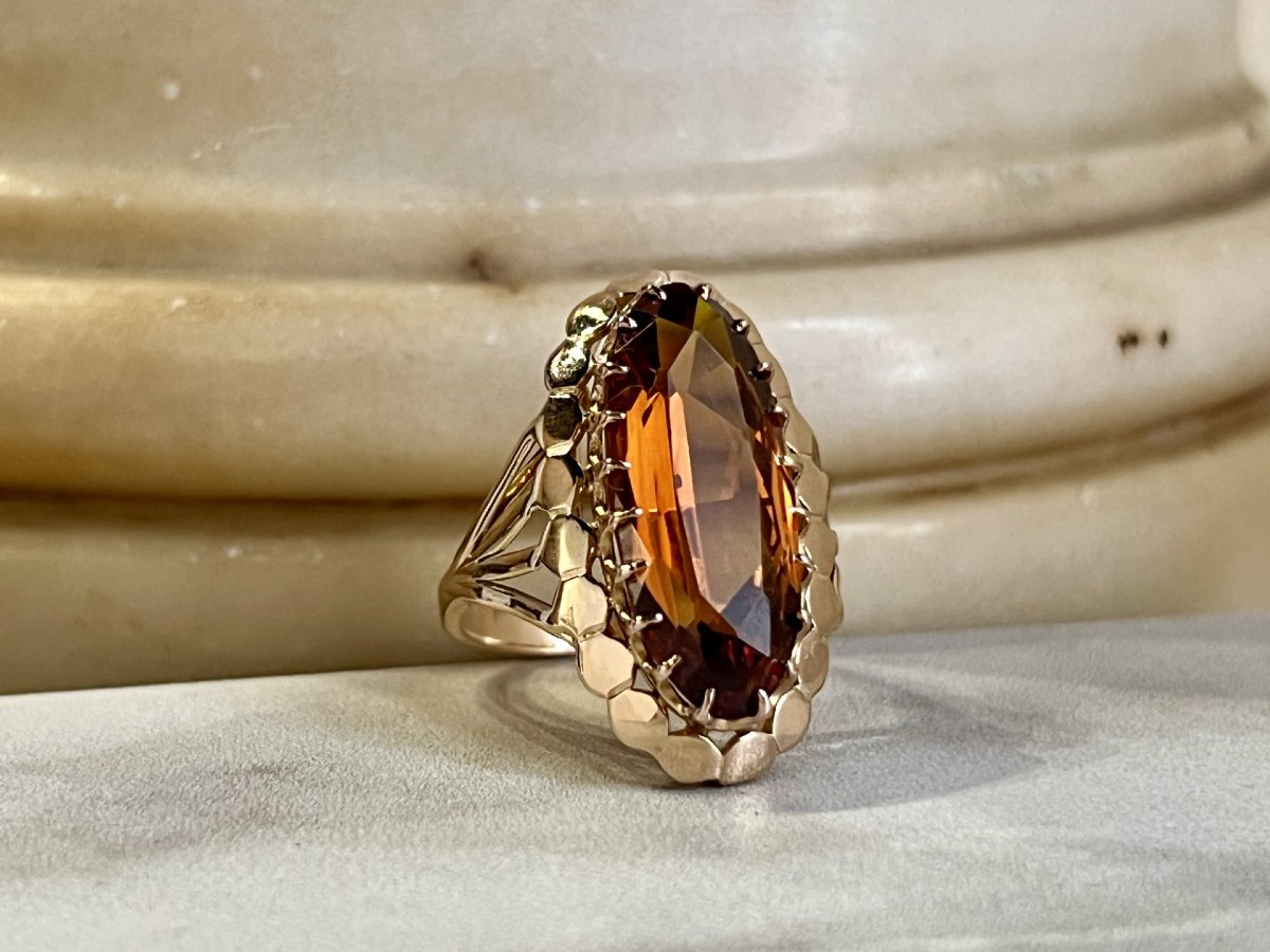 Bague en or rose et citrine de 6 carats-photo-3