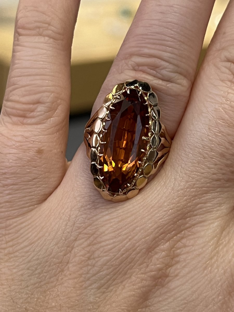 Bague en or rose et citrine de 6 carats-photo-4