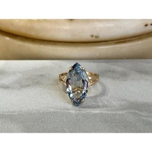 Rose Gold Ring With A 4-carat Marquise-cut Aquamarine