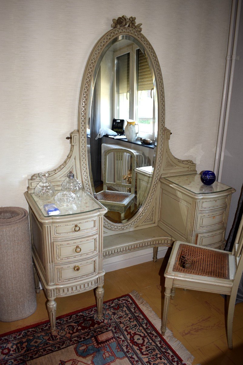 Louis XVI Style Bedroom In Polychrome Wood-photo-3