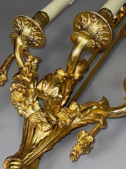 Pair Of Large Gilt Bronze Sconces-photo-4