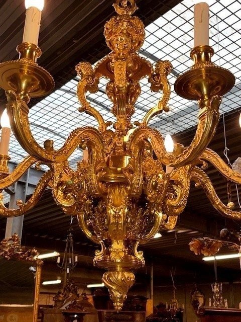Louis XIV Chandelier In Gilt Bronze-photo-3
