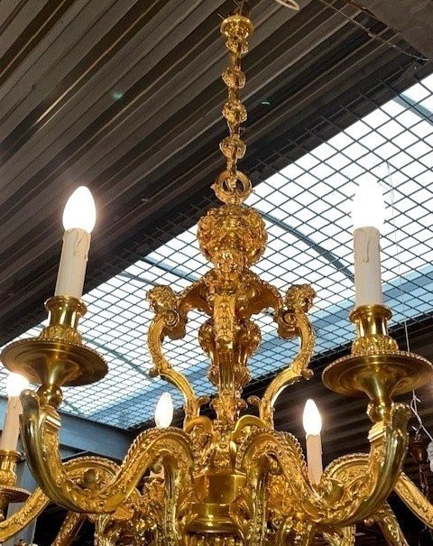 Louis XIV Chandelier In Gilt Bronze-photo-4