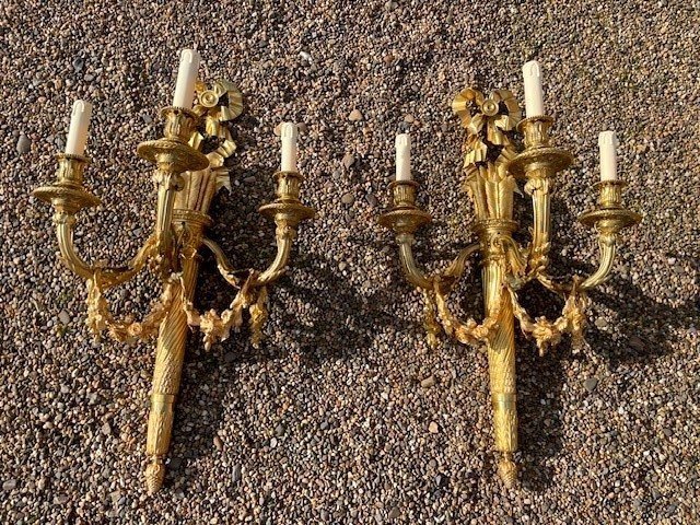 Paire d'Appliques Louis XVI -photo-1