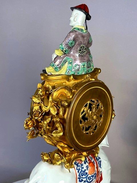  Elephant Clock In Gilt Bronze And Porcelain-photo-2