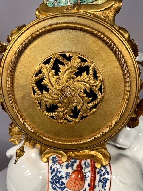  Elephant Clock In Gilt Bronze And Porcelain-photo-6