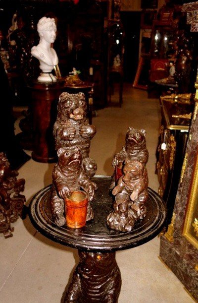 Swiss Carved Wooden Tobacco Table-photo-2