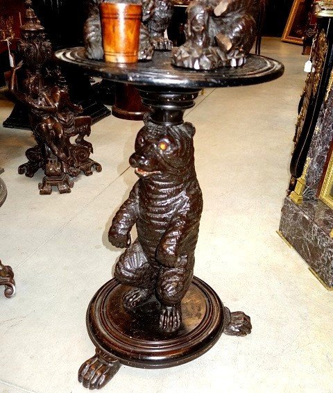 Swiss Carved Wooden Tobacco Table-photo-3