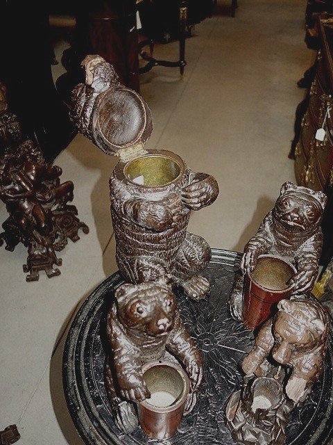 Swiss Carved Wooden Tobacco Table-photo-4