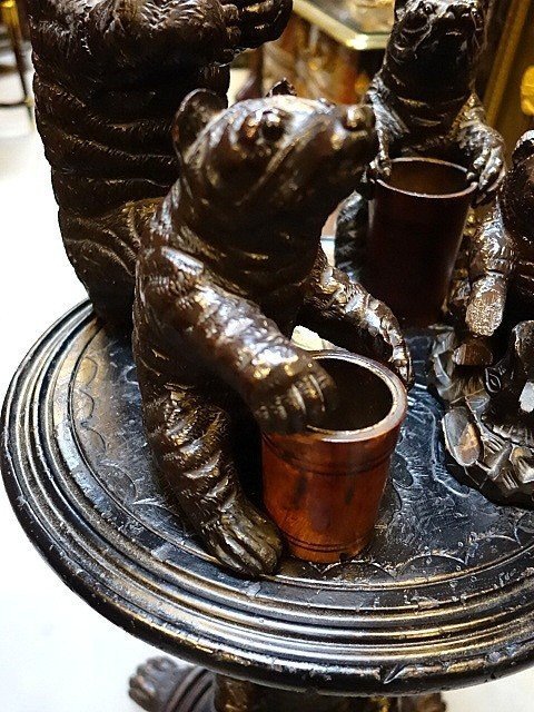Swiss Carved Wooden Tobacco Table-photo-1