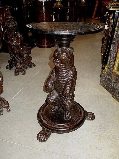 Swiss Carved Wooden Tobacco Table-photo-4