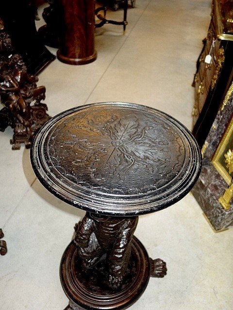 Swiss Carved Wooden Tobacco Table-photo-7