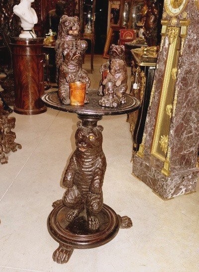 Swiss Carved Wooden Tobacco Table