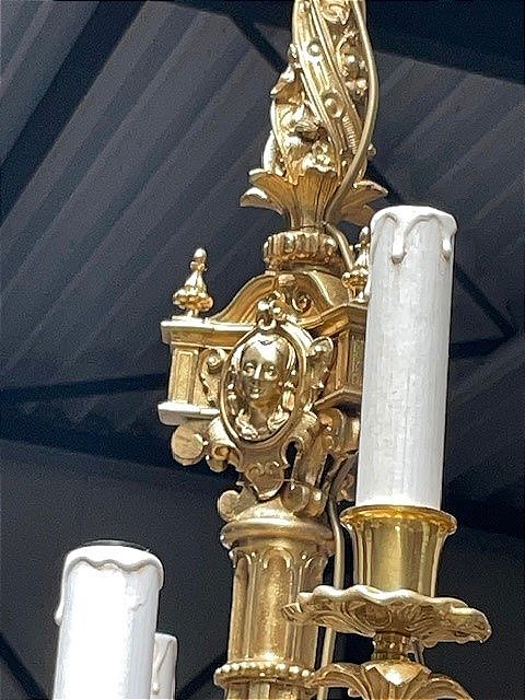 19th Century 20-light Gilt Bronze Chandelier-photo-2