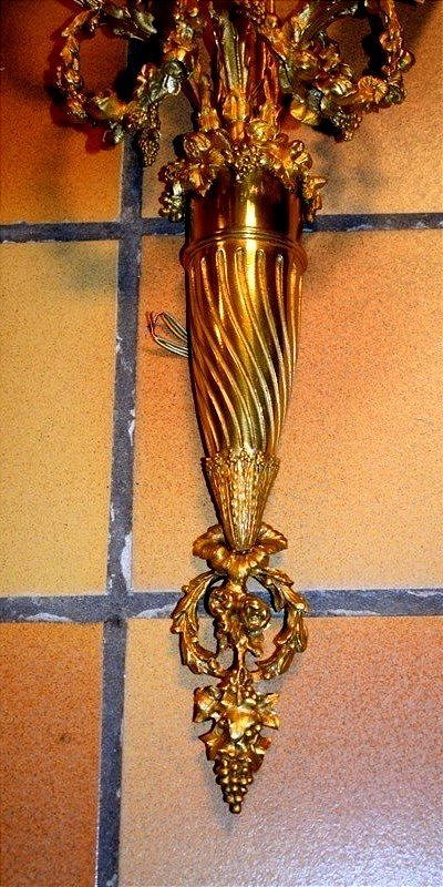 Pair Of Gilt Bronze Wall Lights-photo-3