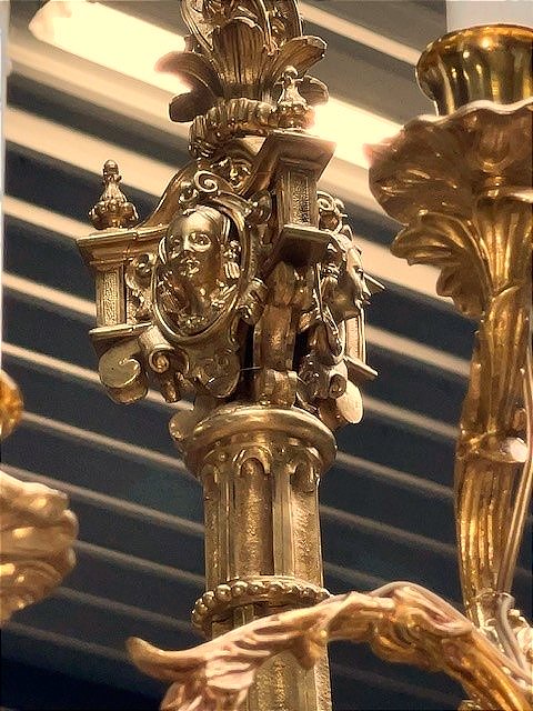 Lustre en bronze doré-photo-4