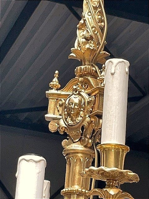 Lustre en bronze doré-photo-1