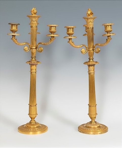 Pair Of Gilt Bronze Candlesticks -photo-3
